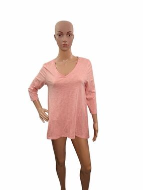 Chicos Women’s Size Small (0) 3-4 Sleeve V Neck The Ultimate Tee Solid Pink